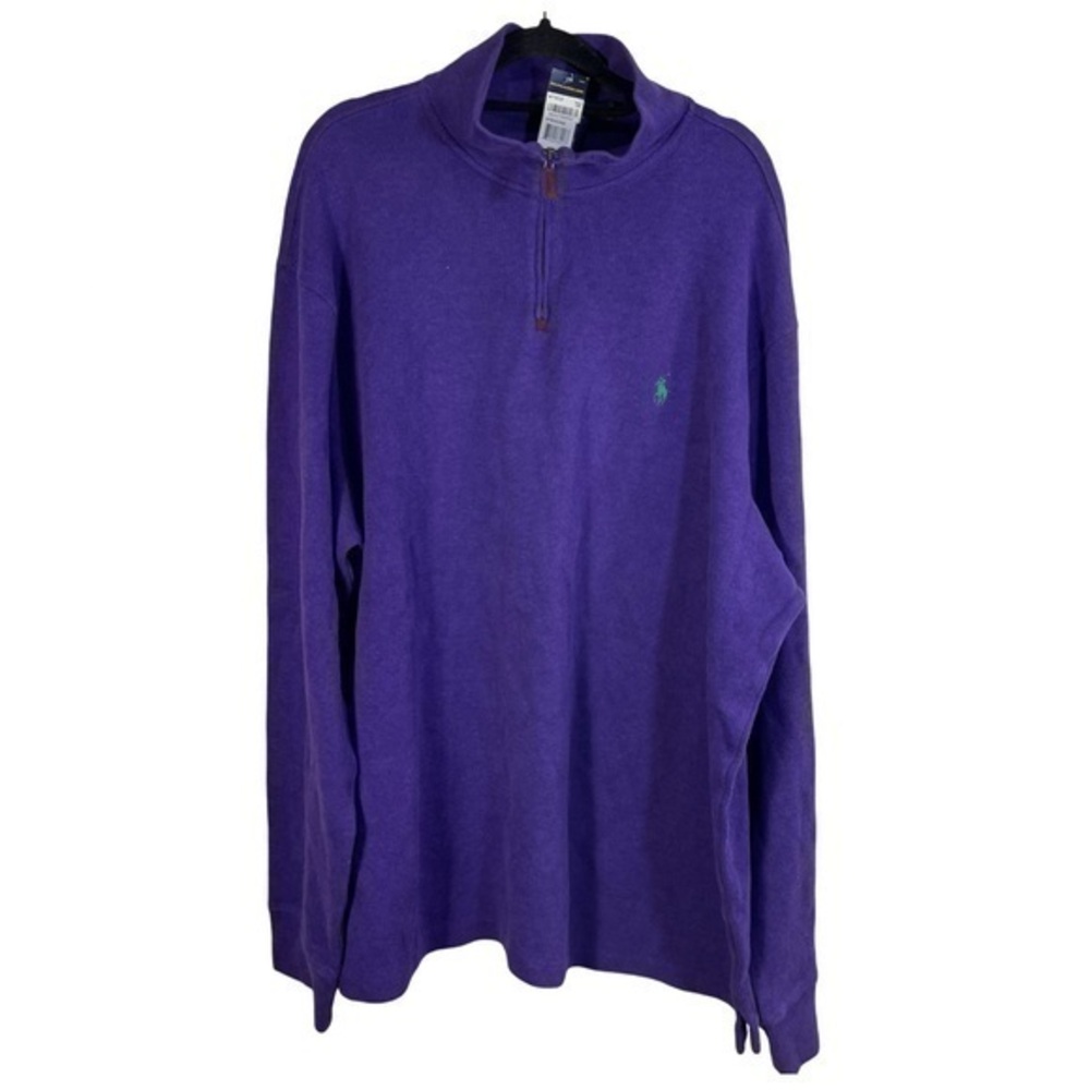 NWT POLO Ralph Lauren Purple 100% Cotton Green Pony Pullover Sweater Mens XXL